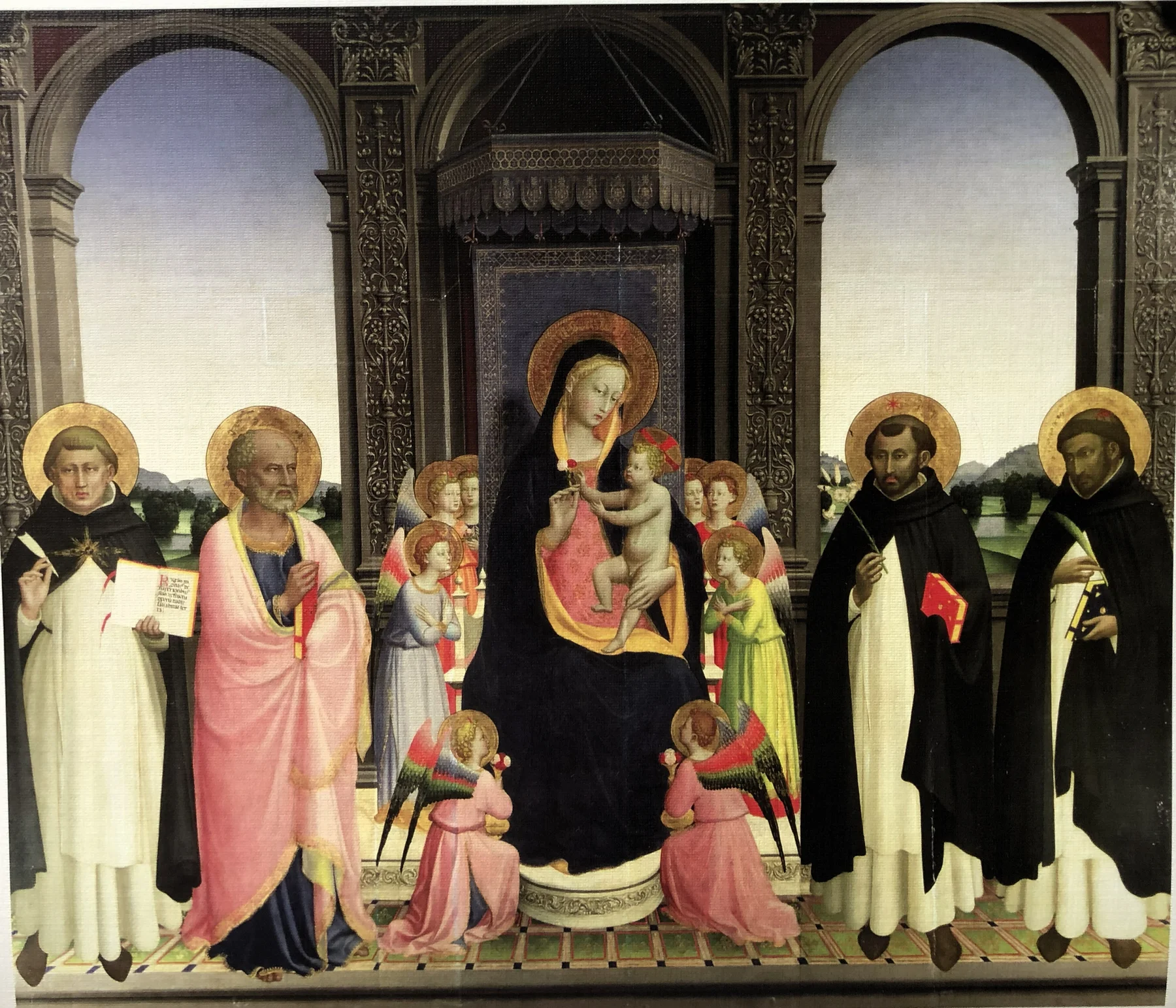 MADONNA AND CHILD ENTHRONED WITH SAINTS THOMAS AQUINAS, BARNABAS, DOMINIC AND PETER MARTYR